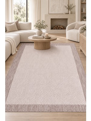 Prestij Ilmar Modern Sisal Görünümlü Polyester Halı Krem Vizon Robot Süpürgeye Uyumlu Kolay Temizlenebilir M