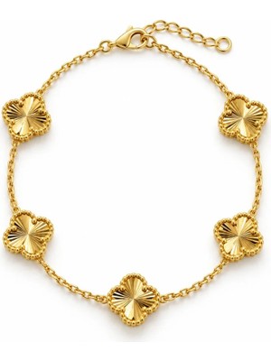 Ed Caesar 925 Ayar Gümüş Gold Yonca Bileklik