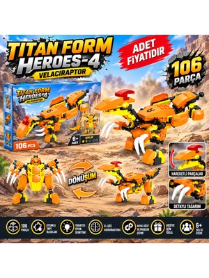 Marka Kolik Ausini Titan Form Heroes-4 Velaciraptor 106 Parça