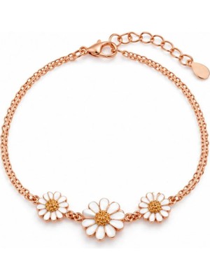 Ed Caesar 925 Ayar Üçlü Papatya Model Rose Gümüş Bileklik