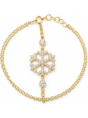 Ed Caesar 925 Ayar Gold Zirkon Taşlı Kar Tanesi Gümüş Bileklik