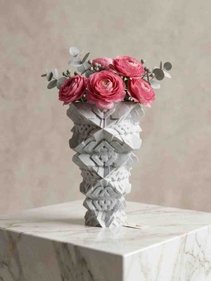 3D Art Gallery Design 3D Lüks Özel Tasarım Vazo Mermer Görünümlü