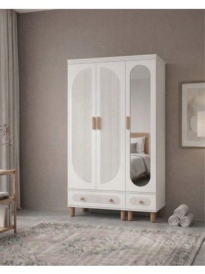 Cury 3 Kapılı Aynalı Mdf Gardırop