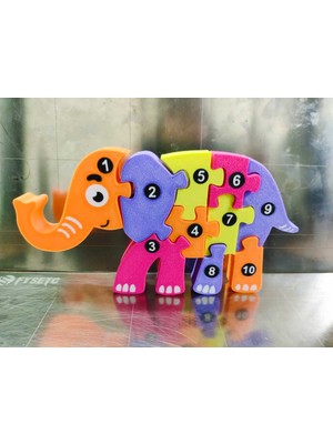 Bin1çeşit 3D Baskı Numaralı Fil Puzzle - Rakam Sıralama ve Eşleştirme Oyuncağı