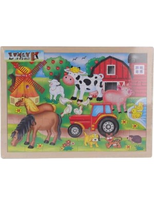 Bin1çeşit Çiftlik Hayvanları Tahta Puzzle 48 Parça