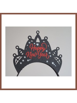 Bezos 3D Baskı Happy New Year Yazılı Ikili Saç Bandı Seti Kadın ve Erkek Yılbaşı Parti Aksesuarı Dry