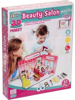Bin1çeşit 3 Boyutlu Puzzle Güzellik Salonu 1 Adet Eğlenceli Oyun