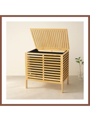 Bezos Kalın Bambu Çamaşır Sepeti 50X38X55 cm (Kumaş Torbalı) Dry