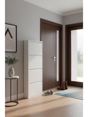 Metal Ayakkabılık 4'lü Model Beyaz, LC08-MSR50-4