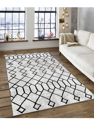 Işıltı Koleksiyonu MODEL140 Süngerli Dijital Baskılı Saçaksız Mutfak Halısı Yolluk, MODEL-140, 80X200