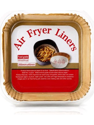 Hace Bazaar Air Fryer Kağıt Pişirme Kalıbı (Kare, Taban 20CM, Kenar 4.5cm) 50'li
