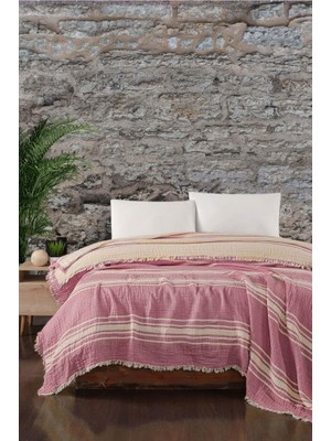 Buldan Müslin Yatak Örtüsü Pike Çift KIŞILIK%100 Pamuk 240 x 260 cm Pembe