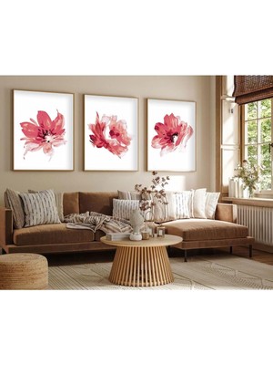 Happy Trend Ahşap Çerçeveli Çiçek 3'lü Tablo 50 x 70 HU41HU41Lİ0216E