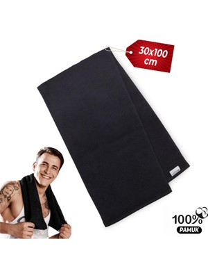 Happy Trend - 30X100 cm Sporcu Havlusu Pamuk, Ince Uzun Pamuklu Fitness Havlusu, Spor Salonu, Gym, Koşu ve Antrenman Için Ter Havlusu, Spor Havlusu - (2 Adet)