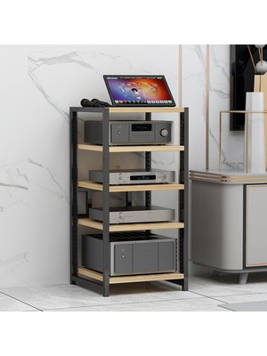 TemmuzX Stereo ve Hi-Fi Ekipmanları Için Ses ve Video Bileşenleri Için Raflı, Modern Siyah Ses Saklama Dolabı