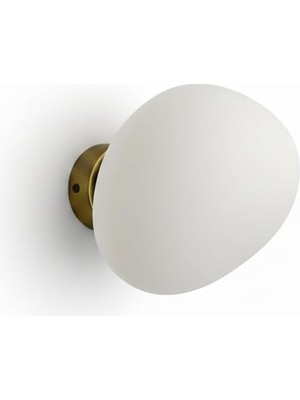 TemmuzX Amorf Aplik | Pirinç Kaplama Metal Rozans & Beyaz Cam Başlık E14 Duy | 23 cm Ölçü | Beyaz Cam | Salon, Yatak Odası, Antre ve Koridor Için Dekoratif Du