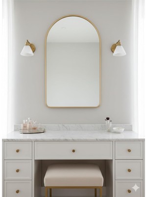 TemmuzX 55X80 Gold Çerçeveli Asimetrik Duvar Aynası/banyo Aynası/dekor Aynası Gold 55 x 75