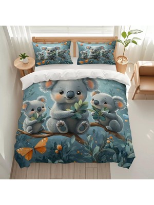 TemmuzX Nevresim Takımı 200 x 220 Cm, Gri, Koala Nevresim Takımı, Fermuarlı, Fermuarlı, Yetişkinler ve Çocuklar Için, Yumuşak, Nefes Alan Mikro Elyaf Nevresim