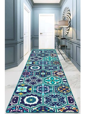 TemmuzX Mosaic Yolluk Halı Djt Kaymaz Taban Yıkanabilir,rulo Kesme Yolluk, 100 x 300