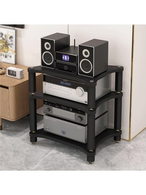 TemmuzX Hifi Desteği, Stereo Raf, Yastıklı Ayaklı Görsel-Işitsel Ekipman Standı, Ahşap Ekran Rafı CD Döner ve Stereo Alıcı, Oda Için Ideal