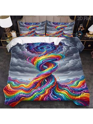 TemmuzX Nevresim Takımı 200 x 220 Renkli Tornado Nevresim Takımı, Fermuarlı, Kilitli, Yetişkinler ve Çocuklar Için, Yumuşak, Nefes Alan Mikro Elyaf Nevresim +