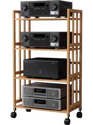 TemmuzX Hi-Fi 4 Raflı Stereo Mobil, Tekerlekli, Av Multimedya Kulesi, Ev Sineması Için Ses Desteği, Tekerlekli CD Tutucu, Ev Stereo Sistemi Için Şık Zemin Sta