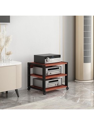 TemmuzX Hifi Stand, Hifi Stand, 2/3 Seviye Av Medya Standı Amplifikatör Rafı, Köşe, Depolamalı Hareketli Ses Kulesi, Ahşap Raflar ve Çelik Çerçeve, CD Disk Ça
