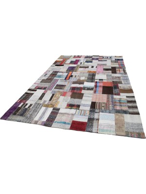 Çok Renkli El Dokuma Geometrik Salon Kilimi Modern Patchwork