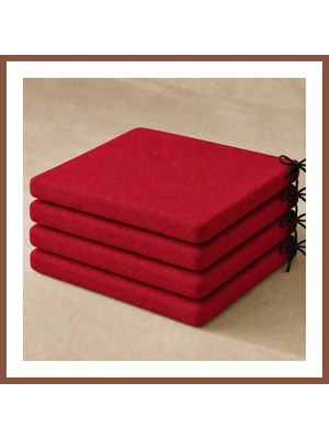 Bezos 4’lü Düz Bağcıklı Sandalye Minderi · 40 × 40 × 4 cm | Kırmızı | 40 × 40 × 4 cm · 4 Adet Dry