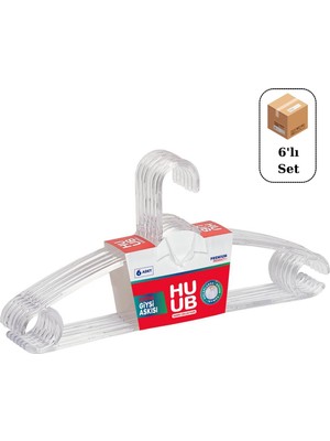 Huub Hanger Kristal Şeffaf Elbise Askısı 6'lı Set (6, Şeffaf)