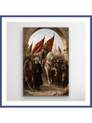 Canbia Fatih Sultan Mehmet Istanbul'un Fethi Kanvas Tablo 60X90 cm Kahy