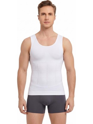 Erkek Dikişsiz Sıkılaştırıcı Korse Atlet 4800 - Bel Göbek Göğüs Incelten Slim Fit Esnek Iç Giyim 4800