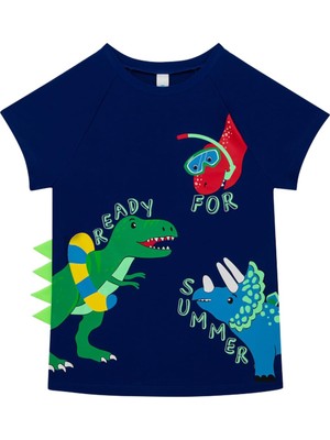 Esranın Dünyası Penti Erkek Çocuk Dinozor Desenli Uv Üst Mayo,indigo 3-4 Yaş