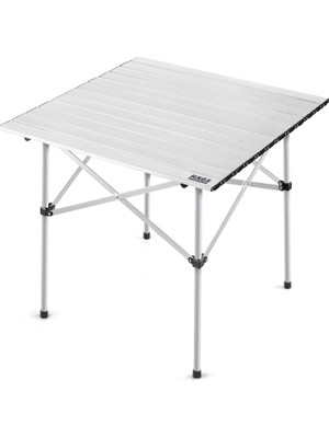 Haegs Kamp Masası, Güçlendirilmiş Alüminyum Katlanabilir Outdoor Masa, Piknik Masası, Menteşeli Sistem, Dayanıklı Sağlam Gövdeli Kamp Masası, Taşınabilir Hafif, 3-4 Kişilik, 70X70X60CM Gümüş