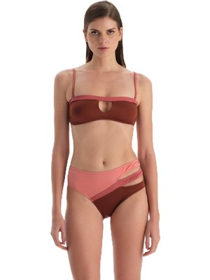Die Grup Dagi Tak Çık Kaplı Çıkarılabilir Askılı Straplez Bikini Üstü, 40, 24SW82030ST, Kahverengi, Kadın