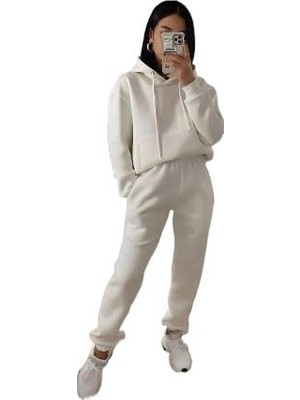 Die Grup Eşofman Takımı Unisex 3 Iplik Şardonlu (Beyaz, L)