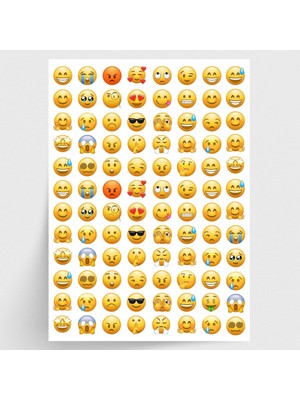 Die Grup Bimotif Karışık Emoji, Duygu ve Yüz Ifadesi Sticker Seti, 1920 Adet