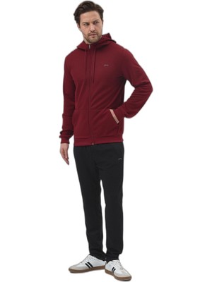Die Grup Slazenger Rıch Erkek Fermuarlı Kapüşonlu Cepli Bordo Eşofman Takımı
