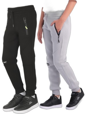 Die Grup Slazenger Lamya 2 Li Set Unisex Çocuk Siyah -Taş Gri Eşofman Altı