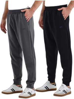 Die Grup Slazenger Valerıe 2 Li Set Erkek Cepli Siyah - Koyu Gri Eşofman Altı