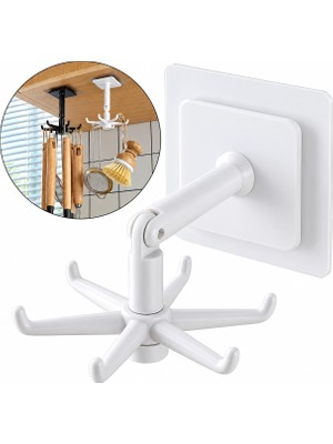 Die Grup Kyro Tech 360 Döner 6’lı Askılı Kanca Organizatör, Kendinden Yapışkanlı Duvar Askısı, Delmeden Montaj, Abs Plastik Çok Amaçlı Askılık, Mutfak, Banyo, Ofis ve Dolap Için