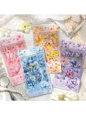 Die Grup Kolbi Craft 4 Sayfa 60 Adet Şeffaf Pembe Kelebek Çiçek Sticker Bullet Journal Scrapbook Laptop Ajanda Planlayıcı