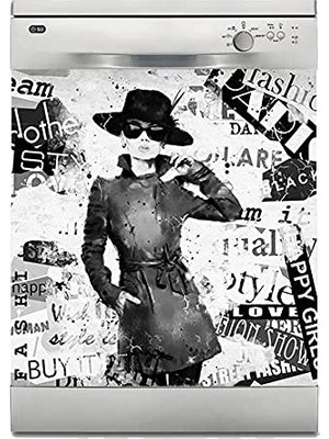 Die Grup Bulaşık Makinesi Sticker Kaplama Beyaz Eşya Kaplama Moda Grunge Kız