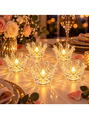 Die Grup Coverzone 5 Adet Kristal Taç Mini LED Dekoratif Işık Pilli Masa Lamba 3304