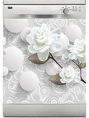 Die Grup Bulaşık Makinesi Sticker Kaplama Beyaz Eşya Kaplama 3D Beyaz Gül