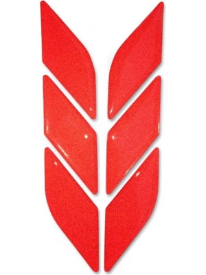 Die Grup Araç Otomobil Motosiklet Bisiklet Reflektif Kırmızı 6 Parça Çok Amaçlı 3D Sticker