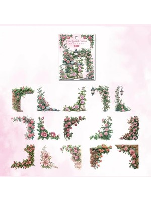 Die Grup Kolbi Craft 30 Adet Şeffaf Pembe Gül Kenar Sticker Bullet Journal Scrapbook Laptop Ajanda Planlayıcı