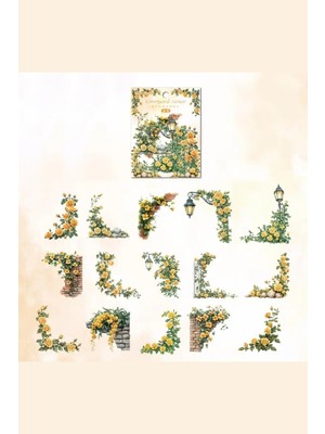 Die Grup Kolbi Craft 30 Adet Şeffaf Sarı Gül Kenar Sticker Bullet Journal Scrapbook Laptop Ajanda Planlayıcı