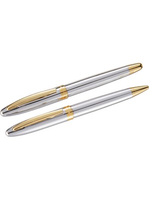 Die Grup Steelpen Global Serisi 8698 Krom Gold Dolma Kalem+Tükenmez Kalem