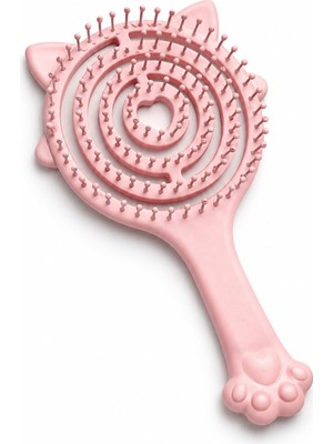 Die Grup Kedi Figürlü Esnek Spiral Saç Tarama Fırçası, Düğüm Açıcı, Pembe, Kolay Tarama